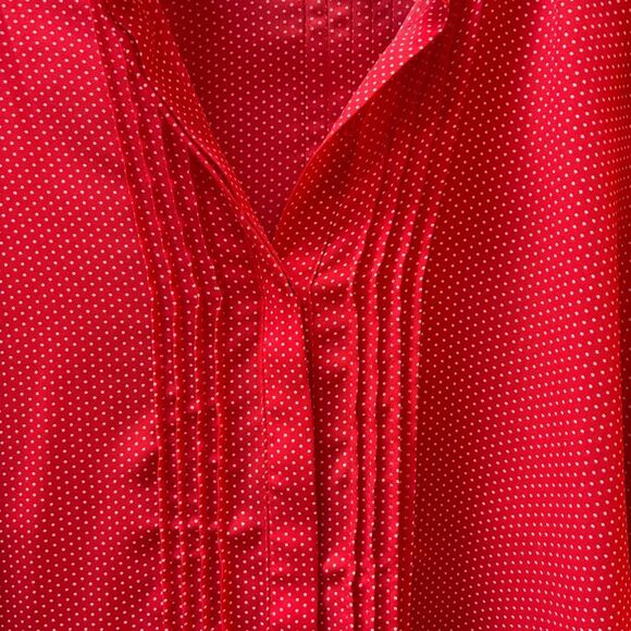 Jasmine & Juliana Red Polka Dot Pintuck Blouse - Size M - Picture 4 of 6